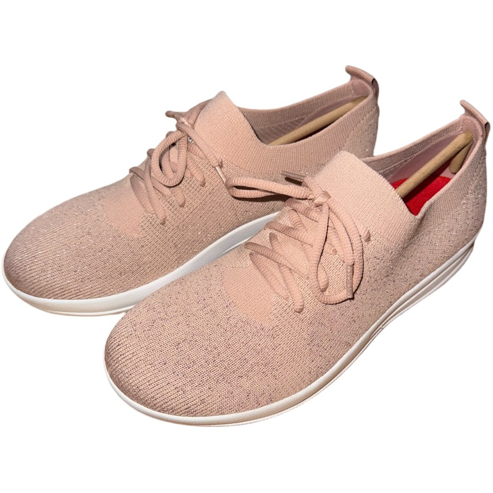 Fitflop Women's Beige/Rose Gold w/ Metallic Uberknit Sneakers Sz 6 NIB